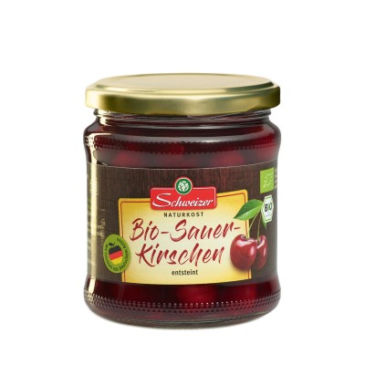 Griottes / cerises sans sucre, Schweizer 370 ml.